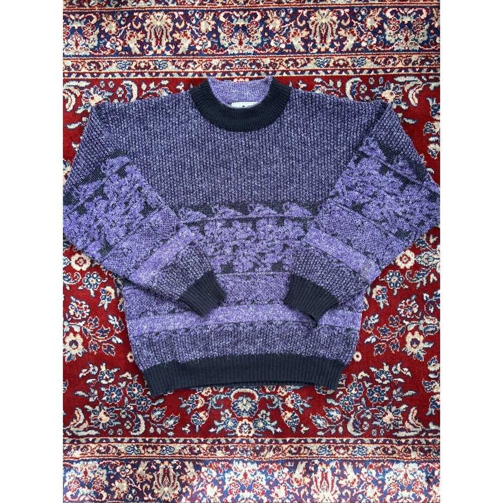 Vintage JEd Sweater Men's large Purple Pullover Oversized Textured 90s
